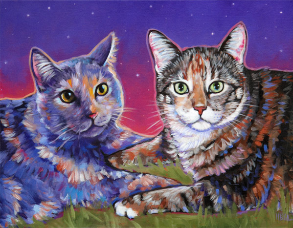 Sadie and Maggie memorial cat portrait by Marna Schindler, from Albuquerque, New Mexico