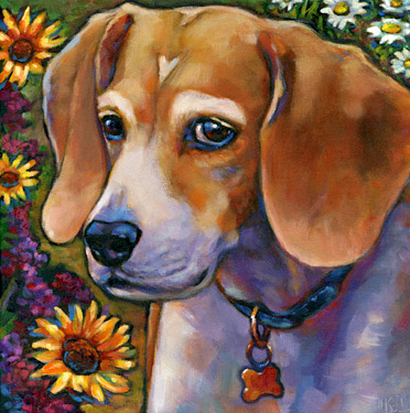 pet portrait of Bea, sweet beagle living in San Diego, CA