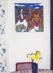 Bailey and Reilly painting at home