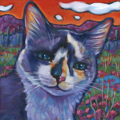 Scaredy, cat portrait celebrating a lifelong companion